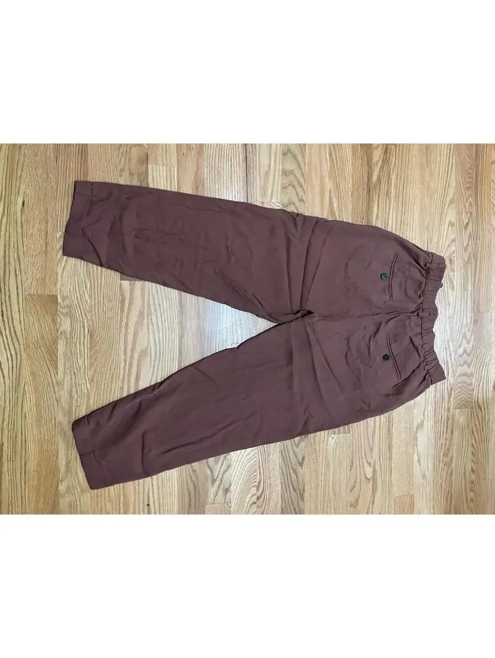Zara Woman Brown Pants X small Ankle Length comfort wide Cotton/ linen viscose